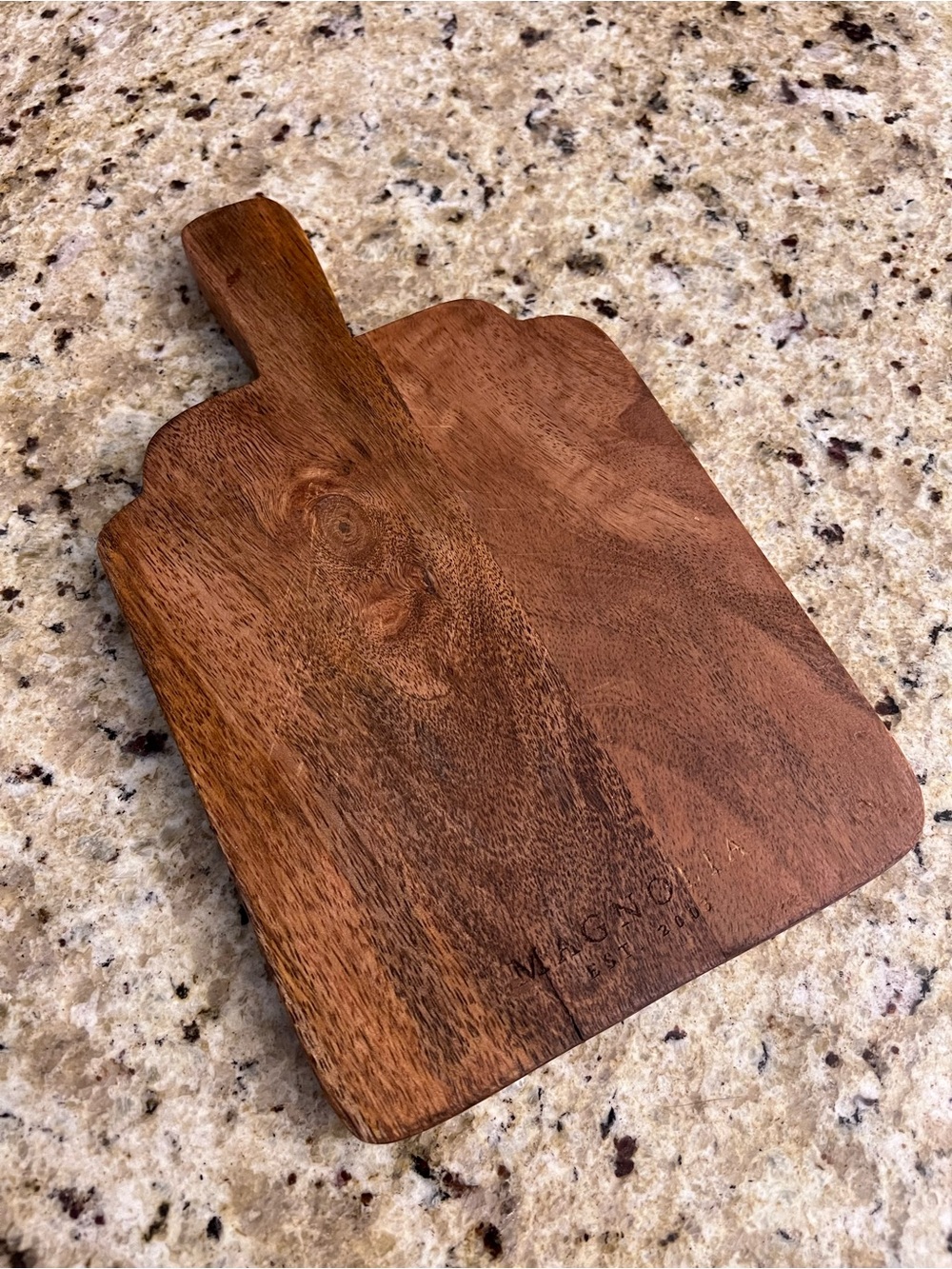 Magnolia Small Wooden Serving Paddle in Rich Brown cheese/cutting board